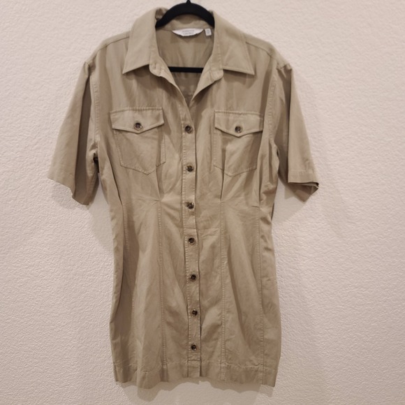 & Other Stories Dresses & Skirts - & Other Stories Khaki Tan Utility Button Down Mini Dress Size 8 Short Sleeve